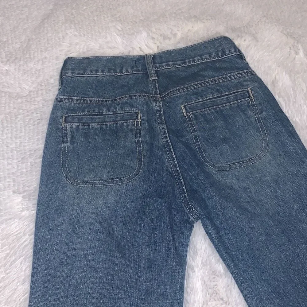 Vintage OSHKOSH Floral Embroidered Denim Jeans Girl12 Blue‎ Cropped